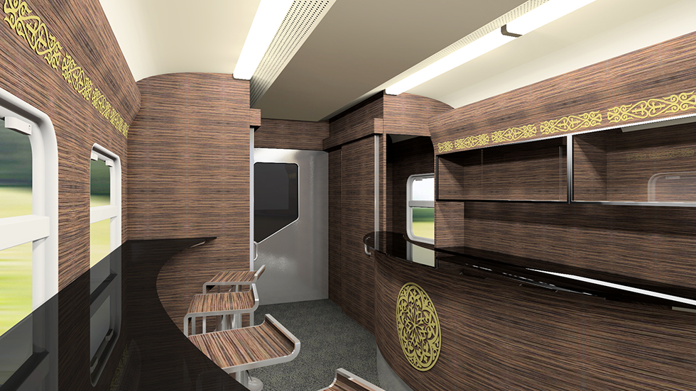 Bar of the intercity train EP3D for Kazakhstan Railways