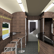 Bar of the intercity train EP3D for Kazakhstan Railways